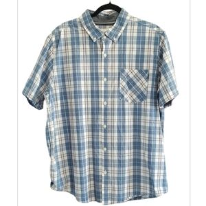 Hurley Casual Blue and White Checkered Short Sleeve Button Down 100% Cotton